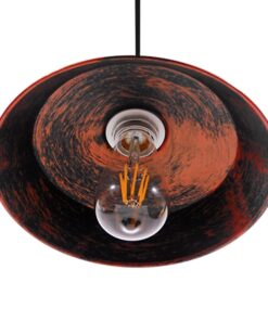 GloboStar® RAY 01047 Vintage Industrial Κρεμαστό Φωτιστικό Οροφής Μονόφωτο 1 x E27 Καφέ Σκουριά Μεταλλικό Καμπάνα Φ26 x Y25cm
