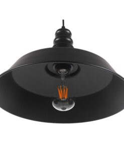 GloboStar® RAY 01049 Vintage Industrial Κρεμαστό Φωτιστικό Οροφής Μονόφωτο 1 x E27 Μαύρο Μεταλλικό Καμπάνα Φ36 x Y25cm