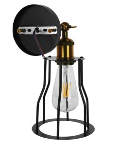 GloboStar® CATEL 01054 Vintage Industrial Φωτιστικό Τοίχου Απλίκα Μονόφωτο Μαύρο Μεταλλικό Πλέγμα Φ15 x Μ26 x Π15 x Υ30cm