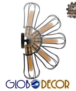 GloboStar® AVOCANDO 01056 Vintage Industrial Φωτιστικό Τοίχου Απλίκα Μονόφωτο Μαύρο Μεταλλικό Πλέγμα Φ12 x Μ15 x Π12 x Υ32cm