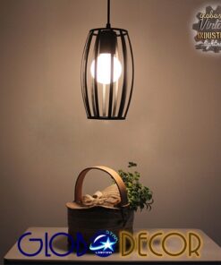 GloboStar® ZEBRA 01062 Vintage Industrial Κρεμαστό Φωτιστικό Οροφής Μονόφωτο Μαύρο Μεταλλικό Πλέγμα Φ15 x Y24cm
