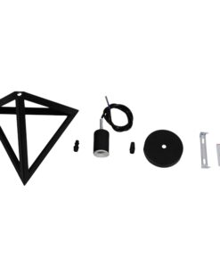 GloboStar® TRIANGLE 01063 Μοντέρνο Κρεμαστό Φωτιστικό Οροφής Μονόφωτο 1 x E27 Μαύρο Μεταλλικό Πλέγμα Φ25 x Y21cm