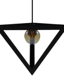 GloboStar® TRIANGLE 01063 Μοντέρνο Κρεμαστό Φωτιστικό Οροφής Μονόφωτο 1 x E27 Μαύρο Μεταλλικό Πλέγμα Φ25 x Y21cm
