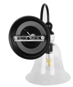 GloboStar® LILLY 01064 Vintage Φωτιστικό Τοίχου Απλίκα Μονόφωτο Μαύρο Μεταλλικό με Γυάλινη Καμπάνα Φ14 x Μ21 x Π14 x Υ36cm