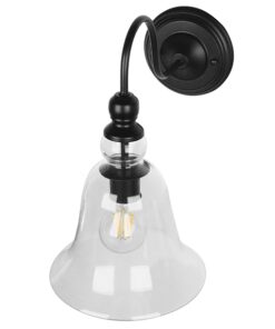 GloboStar® LILLY 01064 Vintage Φωτιστικό Τοίχου Απλίκα Μονόφωτο Μαύρο Μεταλλικό με Γυάλινη Καμπάνα Φ14 x Μ21 x Π14 x Υ36cm