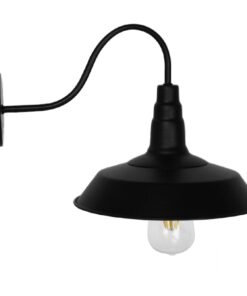 GloboStar® SORD 01065 Vintage Industrial Φωτιστικό Τοίχου Απλίκα Μονόφωτο Μαύρο Μεταλλικό Καμπάνα Φ26 x Μ37 x Π26 x Υ32cm