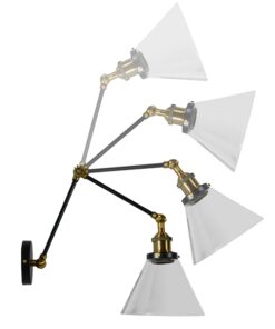 GloboStar® OLIVIA 01068 Vintage Φωτιστικό Τοίχου Απλίκα Μονόφωτο με Σπαστό Μεταλλικό Βραχίονα και Γυάλινη Καμπάνα Φ19 x Μ63 x Π19 x Υ77cm