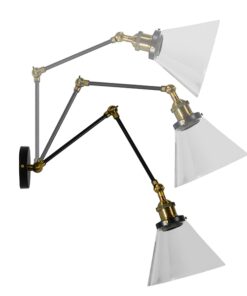 GloboStar® OLIVIA 01068 Vintage Φωτιστικό Τοίχου Απλίκα Μονόφωτο με Σπαστό Μεταλλικό Βραχίονα και Γυάλινη Καμπάνα Φ19 x Μ63 x Π19 x Υ77cm