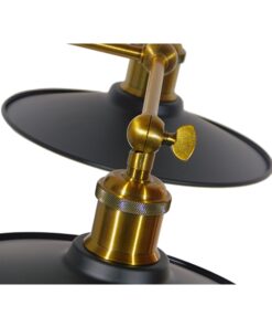 GloboStar® TWINS 01069 Vintage Industrial Φωτιστικό Τοίχου Απλίκα Δίφωτο Μαύρο Μεταλλικό Καμπάνα Φ21 x Μ30 x Π60 x Υ18cm