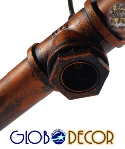 GloboStar® CANAL 01070 Vintage Industrial Κρεμαστό Φωτιστικό Οροφής Πολύφωτο 5 x E27 Καφέ Σκουριά Μεταλλικό Ράγα Μ88 x Π4.5 x Y7cm