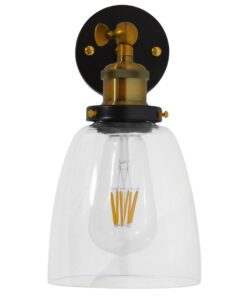 GloboStar® LYDIA 01071 Vintage Φωτιστικό Τοίχου Απλίκα Μονόφωτο Χρυσό Μεταλλικό με Γυάλινη Καμπάνα Φ14 x Μ25.5 x Π14.5 x Υ29.5cm