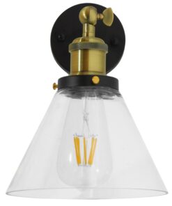 Globostar® CATHERINE 01074 Vintage Φωτιστικό Τοίχου Απλίκα Μονόφωτο Χρυσό Μεταλλικό με Γυάλινη Καμπάνα Φ18 x Μ26 x Π14.5 x Υ25cm