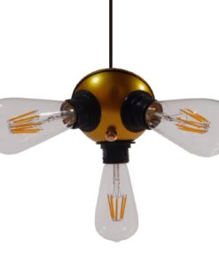 GloboStar® COPPER 01076 Vintage Ιndustrial Κρεμαστό Φωτιστικό Οροφής Τρίφωτο Χρυσό Μεταλλικό Φ12 x Y13cm
