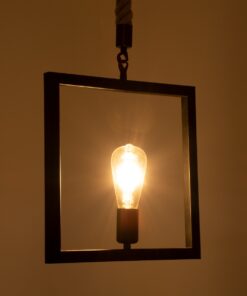 GloboStar® FRAISE 01077 Vintage Κρεμαστό Φωτιστικό Οροφής Μονόφωτο 1 x E27 Μαύρο Μεταλλικό με Μπεζ Σχοινί Μ32 x Π10 x Υ32cm