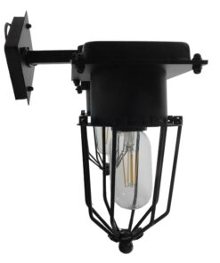 GloboStar® TORO 01079 Vintage Industrial Φωτιστικό Τοίχου Απλίκα Δίφωτο Μαύρο Μεταλλικό Πλέγμα Μ22 x Π45 x Υ27cm