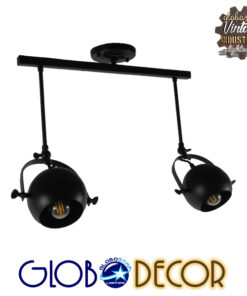 GloboStar® CANNES 01081 Μοντέρνο Φωτιστικό Οροφής Δίφωτο Μαύρο Μεταλλικό Ράγα Μ61 x Π12 x Υ48cm