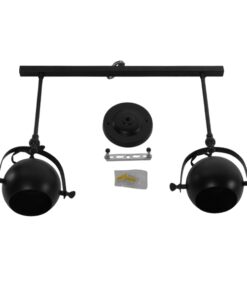 GloboStar® CANNES 01081 Μοντέρνο Φωτιστικό Οροφής Δίφωτο Μαύρο Μεταλλικό Ράγα Μ61 x Π12 x Υ48cm