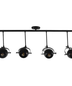 GloboStar® CANNES 01082 Μοντέρνο Φωτιστικό Οροφής Πολύφωτο Μαύρο Μεταλλικό Ράγα Μ108 x Π12 x Υ48cm