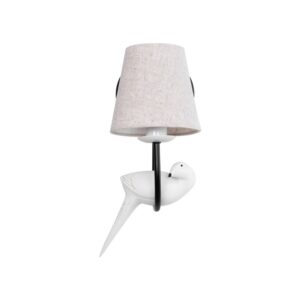 GloboStar® DOVE 01084 Vintage Φωτιστικό Τοίχου Απλίκα Μονόφωτο Μαύρο Μεταλλικό με Υφασμάτινο Μπεζ Καπέλο Φ16 x Μ35 x Π16 x Υ45cm