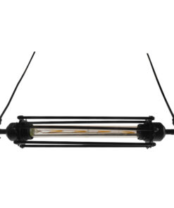 GloboStar® TUBE 01085 Vintage Industrial Κρεμαστό Φωτιστικό Οροφής Μαύρο Μεταλλικό Μ43 x Π11 x Υ11cm