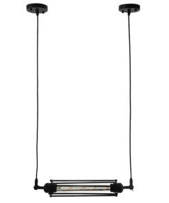 GloboStar® TUBE 01085 Vintage Industrial Κρεμαστό Φωτιστικό Οροφής Μαύρο Μεταλλικό Μ43 x Π11 x Υ11cm