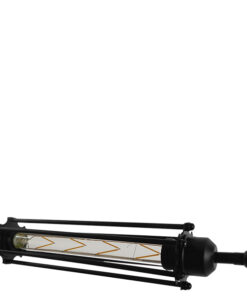 GloboStar® TUBE 01085 Vintage Industrial Κρεμαστό Φωτιστικό Οροφής Μαύρο Μεταλλικό Μ43 x Π11 x Υ11cm