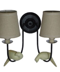 GloboStar® DOVE 01086 Vintage Φωτιστικό Τοίχου Απλίκα Δίφωτο Μαύρο Μεταλλικό με Μπεζ Υφασμάτινο Καπέλο Μ27 x Π43 x Υ30cm