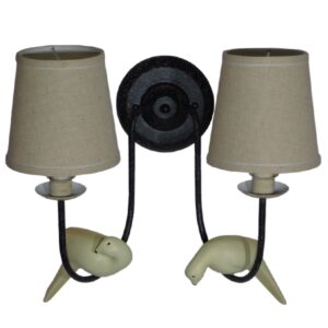 GloboStar® DOVE 01086 Vintage Φωτιστικό Τοίχου Απλίκα Δίφωτο Μαύρο Μεταλλικό με Μπεζ Υφασμάτινο Καπέλο Μ27 x Π43 x Υ30cm