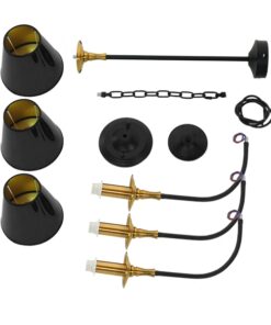 GloboStar® LIMI 01091 Vintage Industrial Κρεμαστό Φωτιστικό Οροφής Τρίφωτο Μαύρο Μεταλλικό Πολυέλαιος με Καπέλο Φ56 x Y54cm