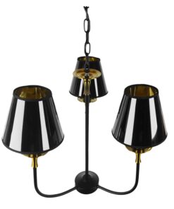 GloboStar® LIMI 01091 Vintage Industrial Κρεμαστό Φωτιστικό Οροφής Τρίφωτο Μαύρο Μεταλλικό Πολυέλαιος με Καπέλο Φ56 x Y54cm