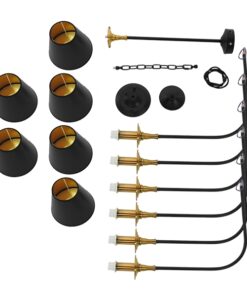 GloboStar® LIMI 01092 Vintage Industrial Κρεμαστό Φωτιστικό Οροφής Πολύφωτο Μαύρο Μεταλλικό Πολυέλαιος με Καπέλο Φ100 x Y65cm