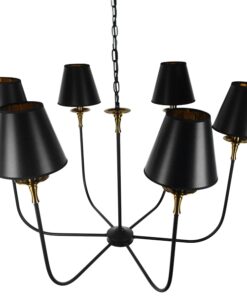 GloboStar® LIMI 01092 Vintage Industrial Κρεμαστό Φωτιστικό Οροφής Πολύφωτο Μαύρο Μεταλλικό Πολυέλαιος με Καπέλο Φ100 x Y65cm