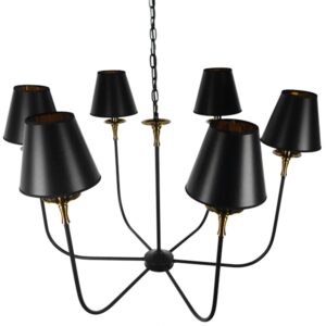 GloboStar® LIMI 01092 Vintage Industrial Κρεμαστό Φωτιστικό Οροφής Πολύφωτο Μαύρο Μεταλλικό Πολυέλαιος με Καπέλο Φ100 x Y65cm