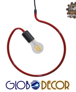 GloboStar® LIBBY 01095-1 Μοντέρνο Κρεμαστό Παιδικό Φωτιστικό Οροφής Μονόφωτο 1 x E27 Κόκκινο Μεταλλικό Φ28 x Υ100cm