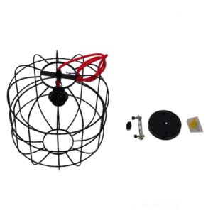 GloboStar® PARROT 01099 Μοντέρνο Industrial Κρεμαστό Φωτιστικό Οροφής Μονόφωτο Μαύρο Μεταλλικό Πλέγμα Φ30 x Y35cm
