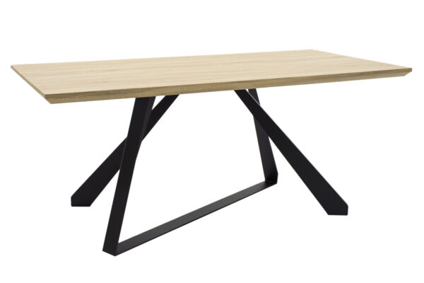 Dining table Soho pakoworld MDF surface in sonoma color - black metallic legs 180x90x75 cm 011-000022