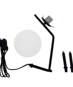 GloboStar® ELFIS BLACK 01100 Μοντέρνο Επιτραπέζιο Φωτιστικό Πορτατίφ Μονόφωτο Μαύρο Μεταλλικό με Λευκό Γυαλί Φ15 x Υ43cm