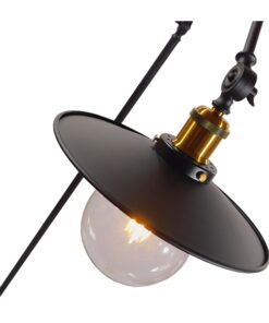GloboStar® WYNGE 01101 Vintage Industrial Φωτιστικό Δαπέδου Μονόφωτο Μαύρο Μεταλλικό με Χρυσό Ντουί Φ26 x Υ174cm