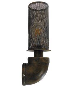 GloboStar® RAZA 01105 Vintage Industrial Φωτιστικό Τοίχου Απλίκα Μονόφωτο Καφέ Σκουριά Μεταλλικό Πλέγμα Φ10 x Μ13 x Π10 x Υ39cm