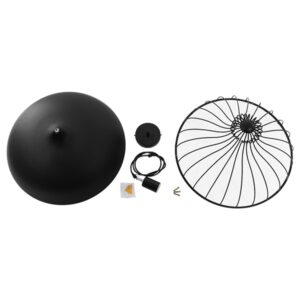 GloboStar® SOBRINO 01108 Vintage Κρεμαστό Φωτιστικό Οροφής Μονόφωτο Μαύρο Μεταλλικό Πλέγμα Φ46 x Y50cm