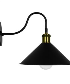 GloboStar® ANBET 01121 Vintage Φωτιστικό Τοίχου Απλίκα Μονόφωτο Μαύρο Μεταλλικό με Καπέλο Φ26 x Μ41 x Π26 x Υ27cm