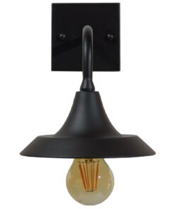 GloboStar® PHIA 01122 Vintage Industrial Φωτιστικό Τοίχου Απλίκα Μονόφωτο Μαύρο Μεταλλικό Καμπάνα Φ17 x Μ27 x Π17 x Υ20.5cm