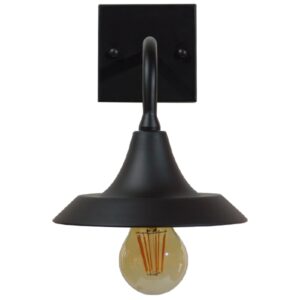 GloboStar® PHIA 01122 Vintage Industrial Φωτιστικό Τοίχου Απλίκα Μονόφωτο Μαύρο Μεταλλικό Καμπάνα Φ17 x Μ27 x Π17 x Υ20.5cm