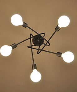 GloboStar® PAULELI 01127 Μοντέρνο Industrial Φωτιστικό Οροφής Πολύφωτο Μαύρο Μεταλλικό Φ76 x Y38cm