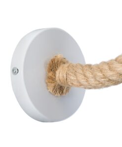 GloboStar® VINSA 01130 Vintage Φωτιστικό Τοίχου Απλίκα Μονόφωτο 1 x E27 Λευκό Μεταλλικό Καμπάνα με Μπεζ Σχοινί Μ37.5 x Π26.7 x Υ25cm