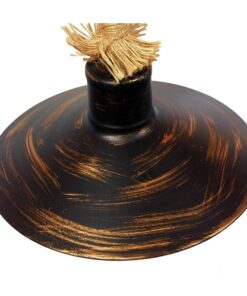 GloboStar® CARVIA 01136 Vintage Φωτιστικό Τοίχου Απλίκα Μονόφωτο Μπρούτζινο Σκουριά Μεταλλικό Καμπάνα με Μπεζ Σχοινί Φ27 x Μ50 x Π27 x Υ25cm