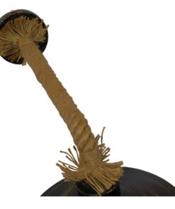 GloboStar® CARVIA 01136 Vintage Φωτιστικό Τοίχου Απλίκα Μονόφωτο Μπρούτζινο Σκουριά Μεταλλικό Καμπάνα με Μπεζ Σχοινί Φ27 x Μ50 x Π27 x Υ25cm