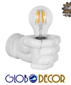 GloboStar® FIST 01137 Μοντέρνο Φωτιστικό Τοίχου Απλίκα Μονόφωτο Λευκό Γύψινο Μ15 x Π10 x Υ10cm