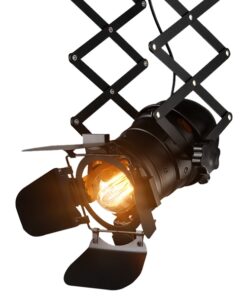 GloboStar® BROADWAY 01140 Vintage Industrial Φωτιστικό Οροφής Μονόφωτο Μαύρο Μεταλλικό Μ23 x Π23 x Υ36-95cm