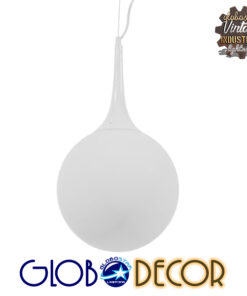 GloboStar® SPHERE 01143 Μοντέρνο Κρεμαστό Φωτιστικό Οροφής Μονόφωτο 1 x E27 Λευκό Γυάλινο Φ25 x Y46.5cm